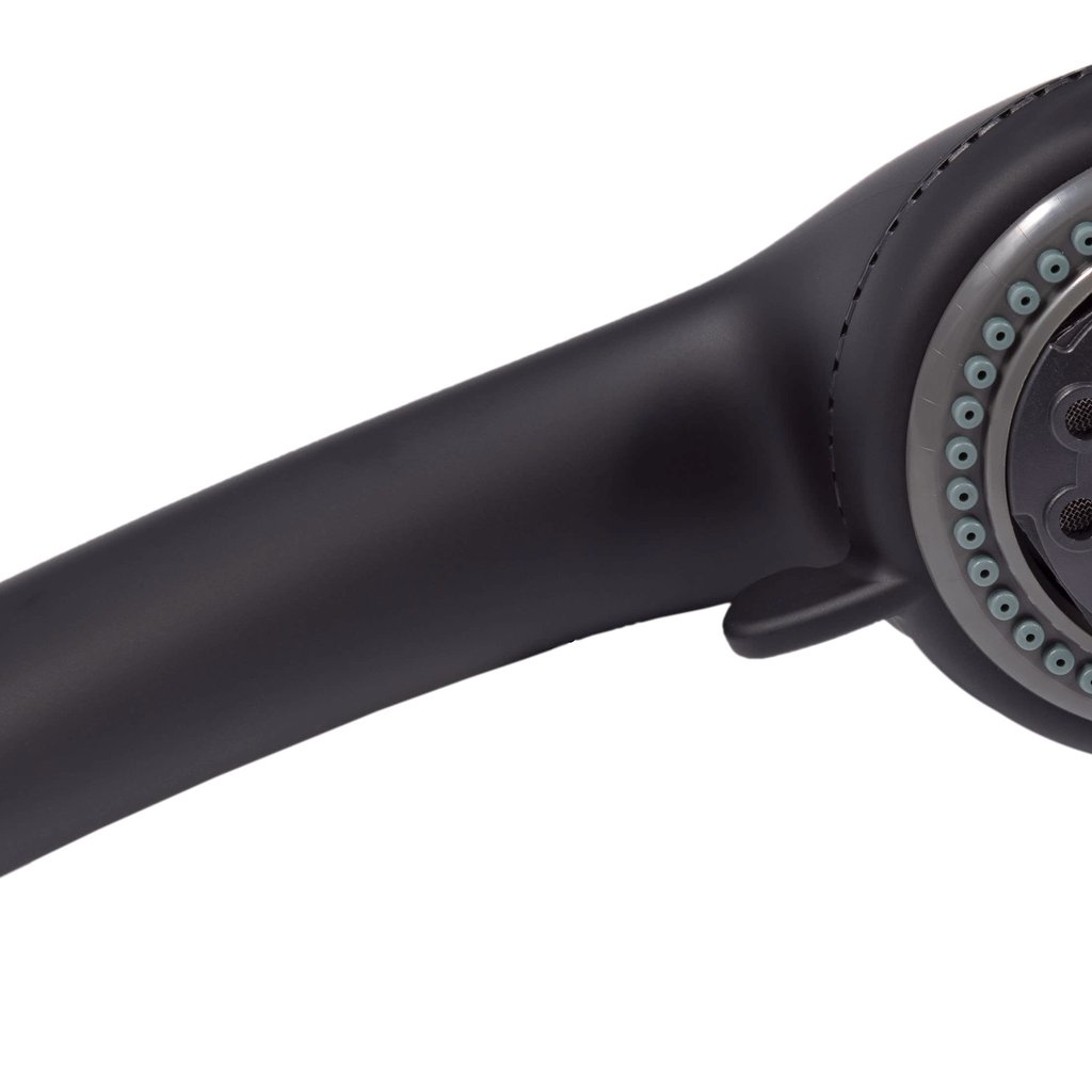 Adjustable handheld shower head with multiple spray positions in a sleek Matte Black finish.
