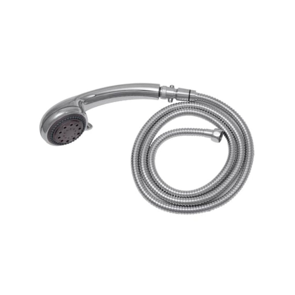 Handheld shower head kit featuring a stainless steel hose and shower head for exceptional water pressure.
