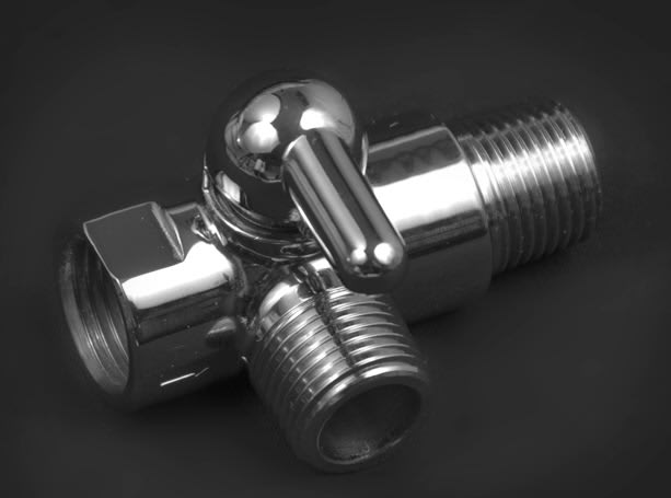 3 way shower head diverter valve made of solid brass for versatile water delivery options.