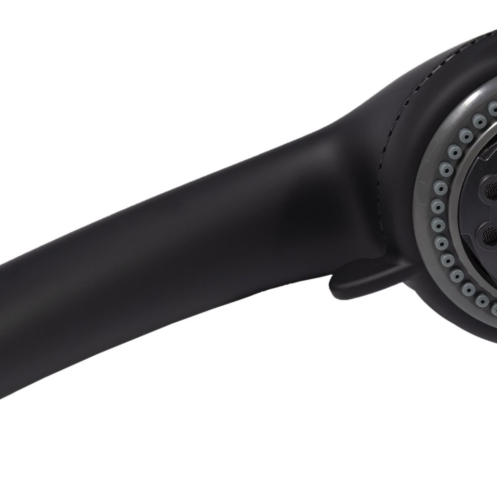 Handheld shower head kit with ergonomic design and water-efficient features, showcasing the sleek black finish.