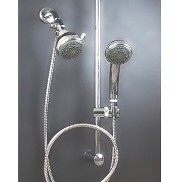 Dual Shower Head With All Metal Slide Bar
